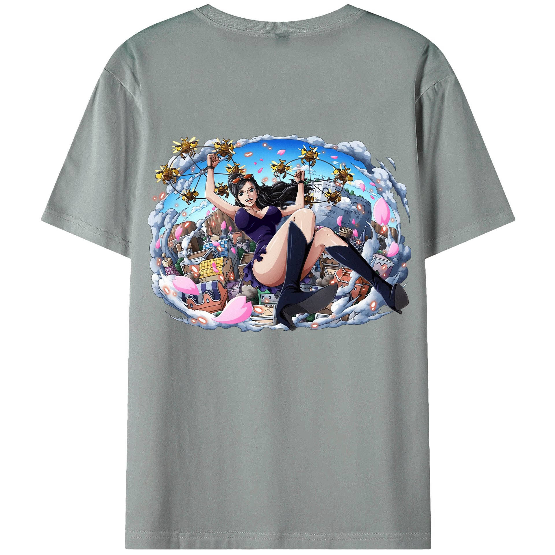 ワンピース ニコ・ロビン ONE PIECE Nico Robin 綿100％ メンズ半袖Tシャツ（バックプリント） 通気性